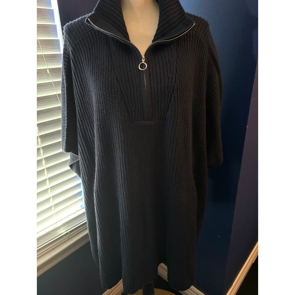 Lane Bryant Navy Ribbed Zip‑Front Sweater – Size 14/16 – Cozy & Chic